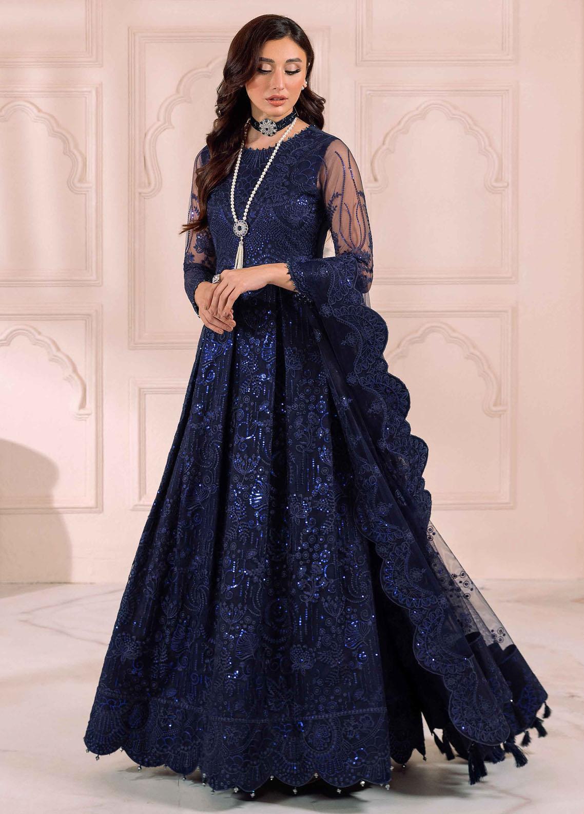 Elizabeth Embroidered Jacquard Dress Blue