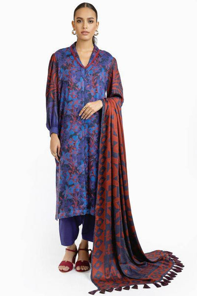 Al Karam - Printed Winter Collection 2022 Vol-01 - FW-30-22-Blue