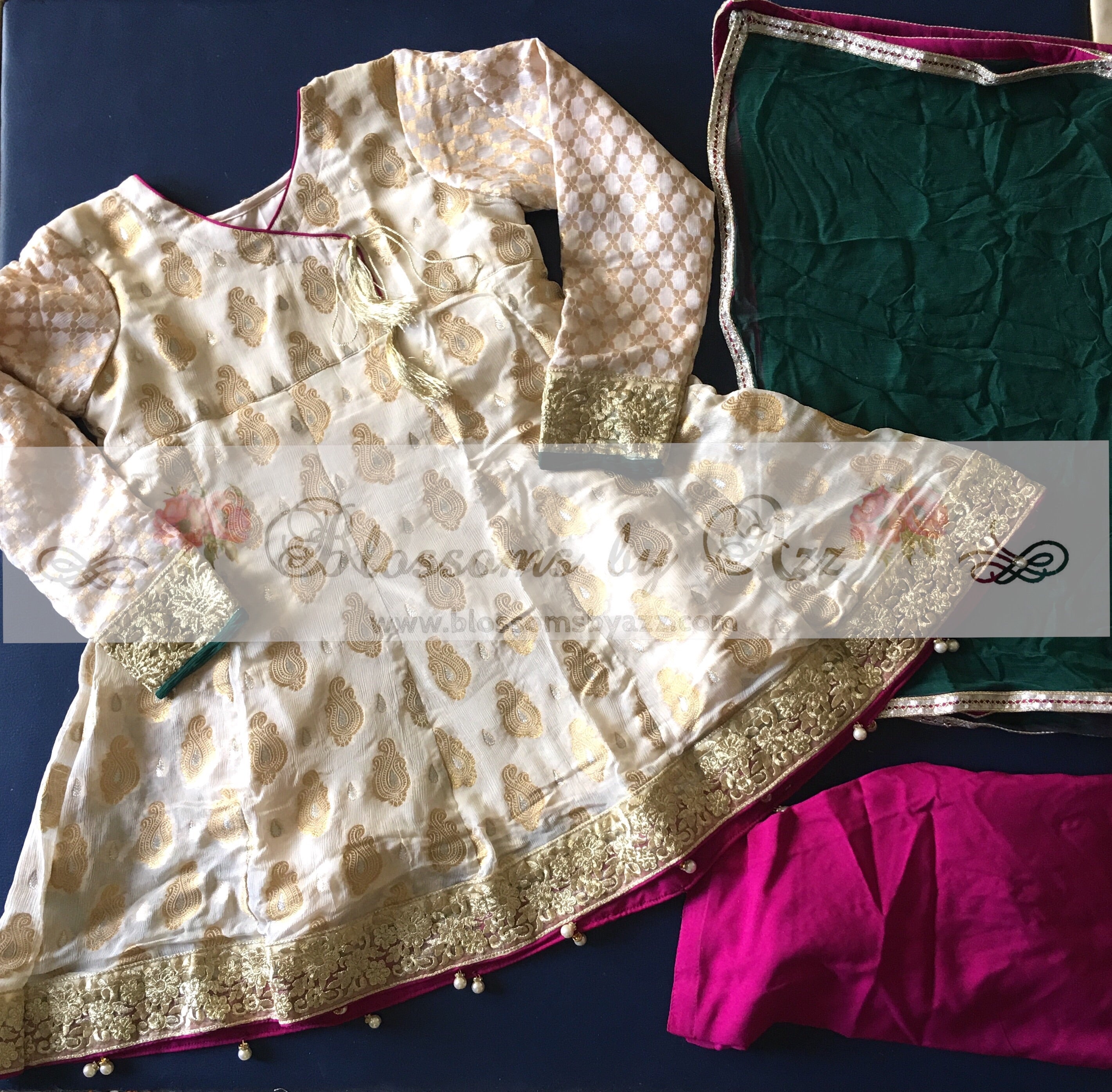 Banarsi Chiffon Angrakha Dress for Girls