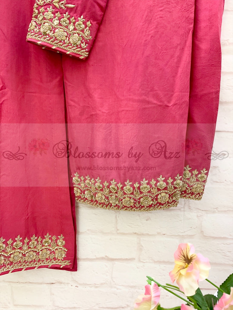 Pure Raw Silk Handwork Outfit - Blossoms by Azz