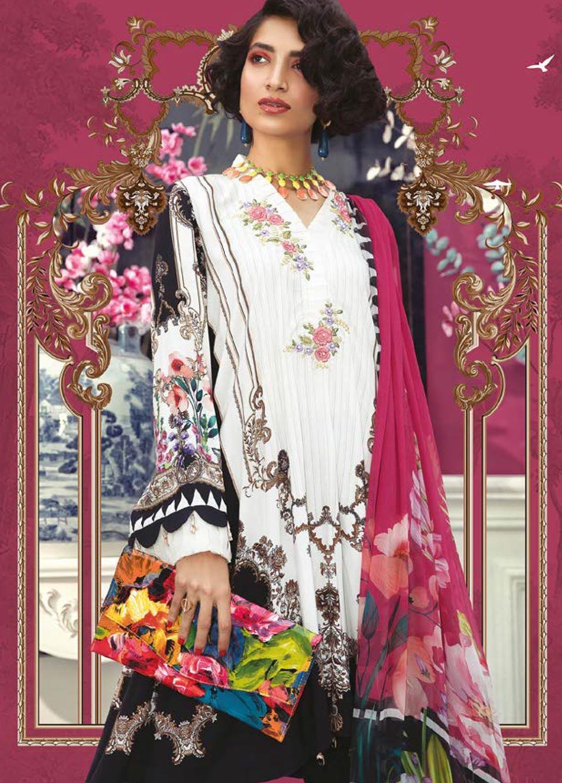 Maria B Embroidered Linen Stitched 2 Piece Suit MBP19WE 706 A - Winter Collection - Blossoms by Azz