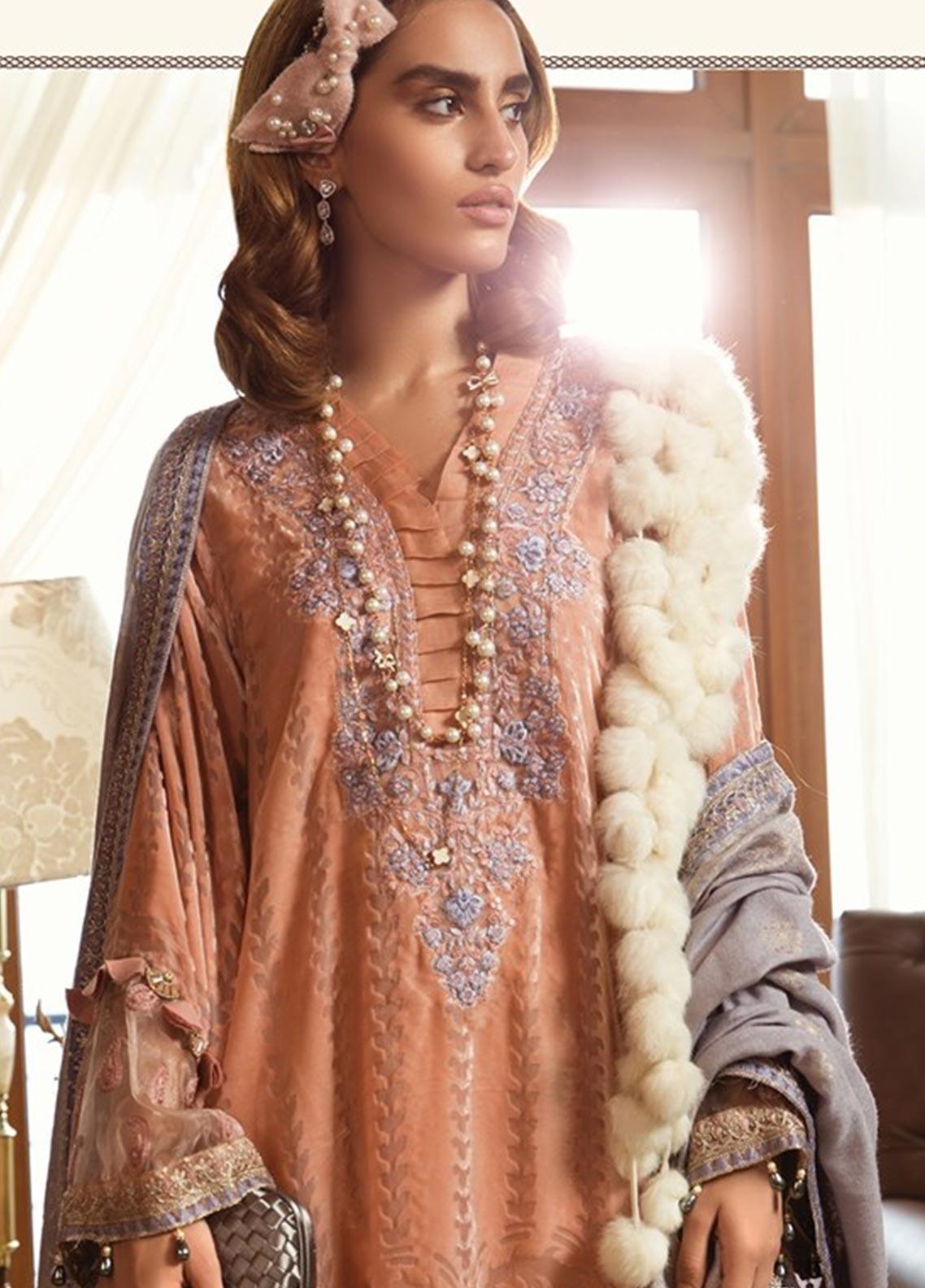 Maria B Embroidered Linen Stitched 3 Piece Suit MB19W 5 - Winter Collection - Blossoms by Azz